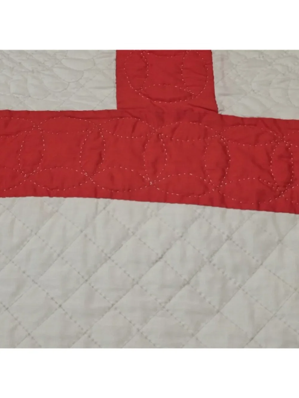 Vintage Handmade Applique Quilt Queen Red Hand Quilted Floral Folk Art Cottage